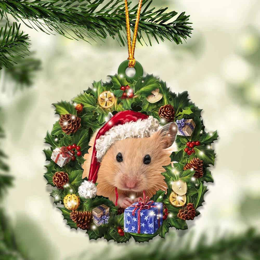 Hamster and Christmas Wreath Ornament gift for Hamster lover ornament