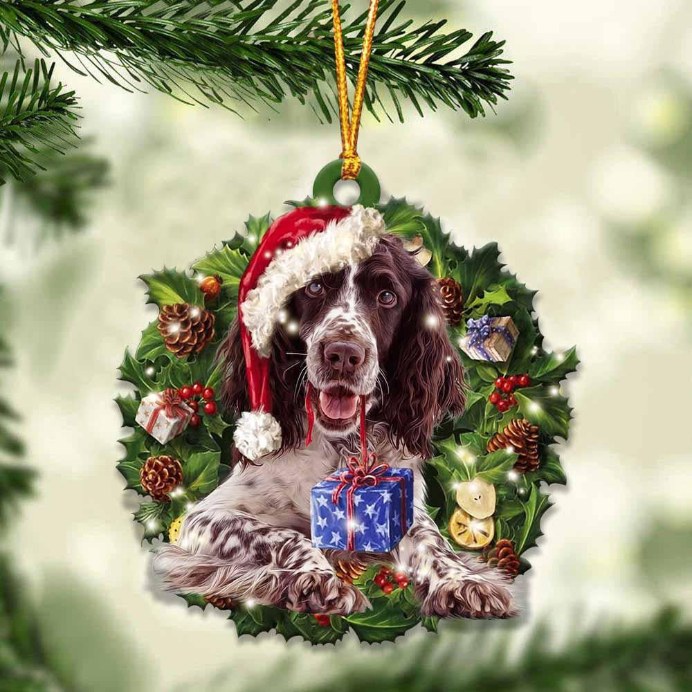 English Springer Spaniel and Christmas Wreath Ornament gift for English Springer Spaniel lover ornament