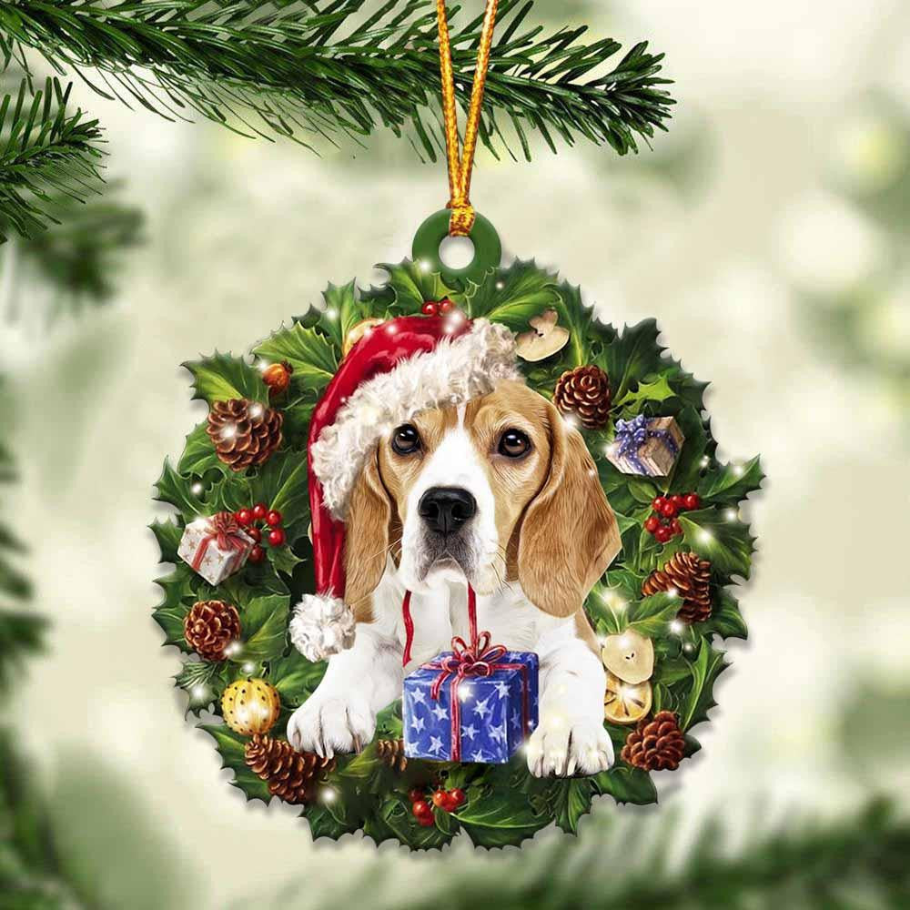 Beagle and Christmas Wreath Ornament gift for Beagle lover ornament