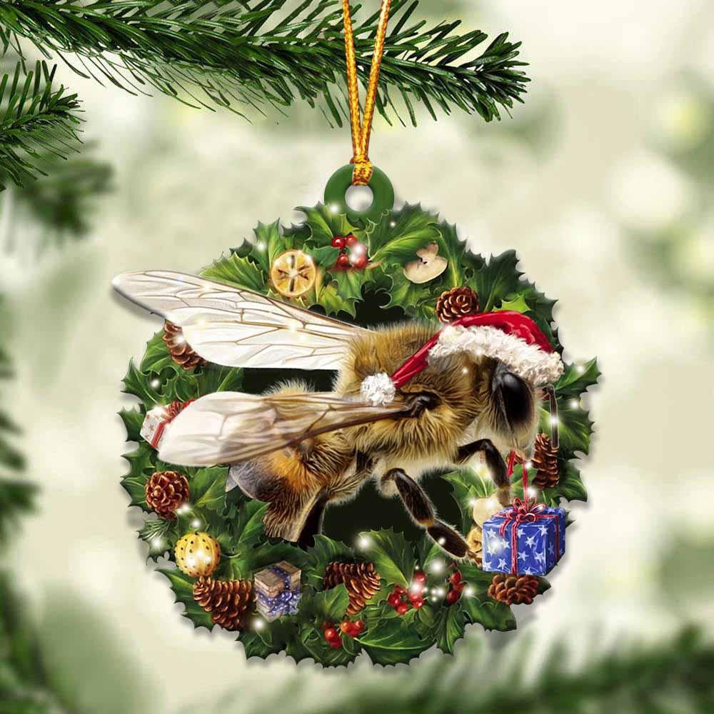Bee and Christmas Wreath Ornament gift for Bee lover ornament