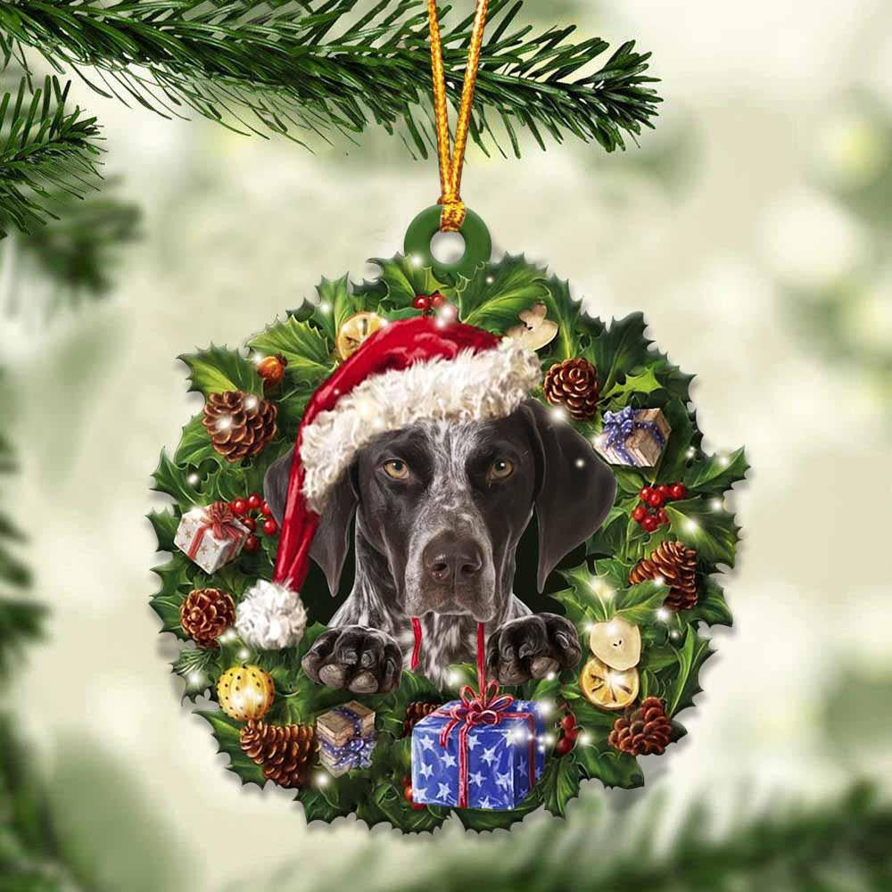 German Shorthaired Pointer and Christmas Wreath Ornament gift for German Shorthaired Pointer lover ornament