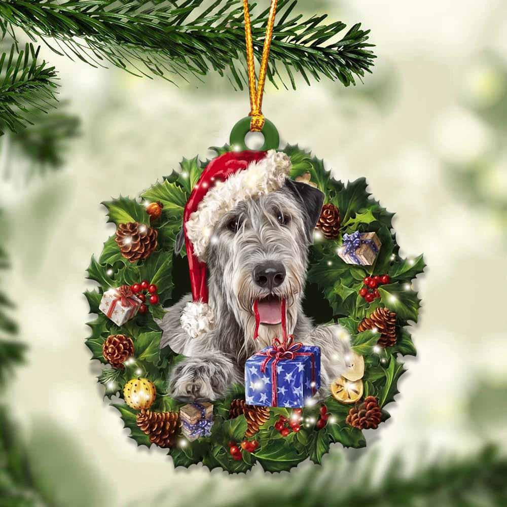 Irish Wolfhound and Christmas Wreath Ornament gift for Irish Wolfhound lover ornament