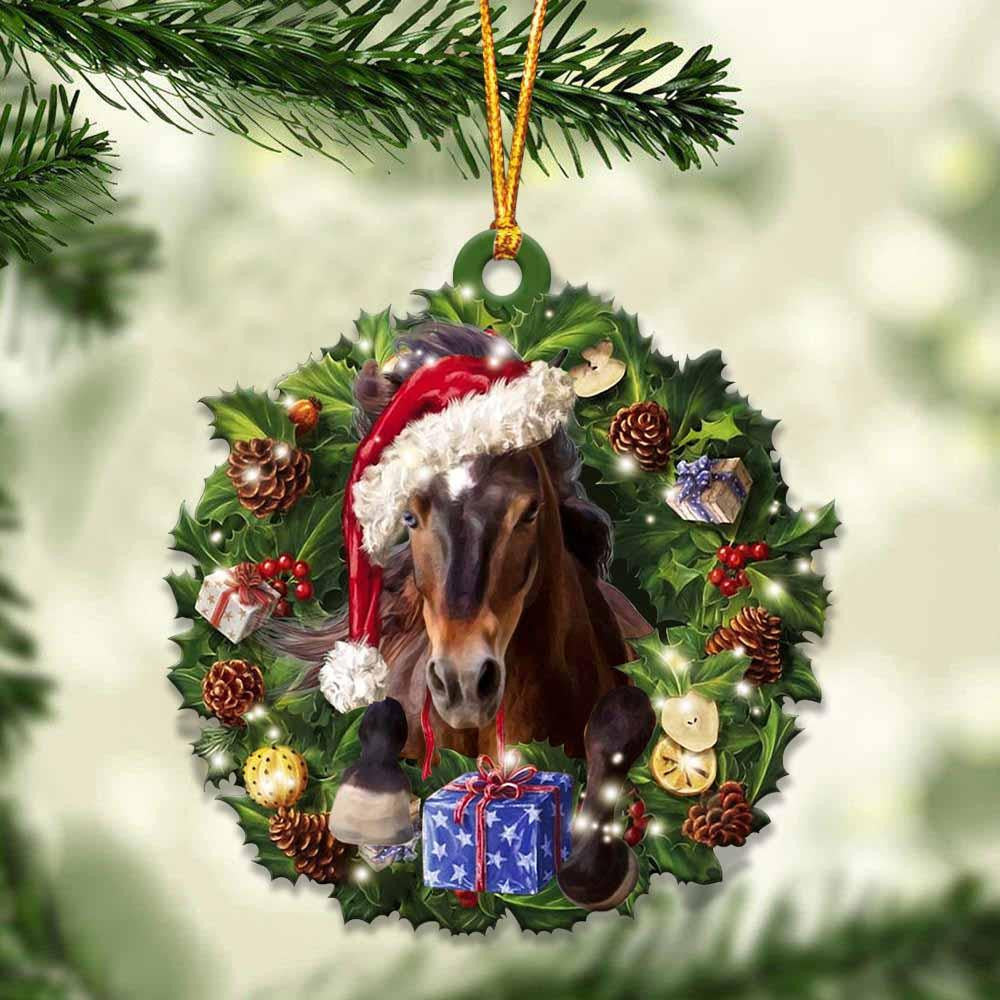 Horse and Christmas Wreath Ornament gift for Horse lover ornament