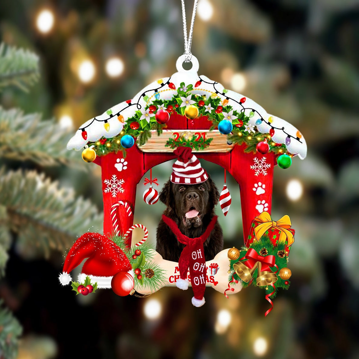 Newfoundland Christmas House Custom Shaped Two Sided Ornament