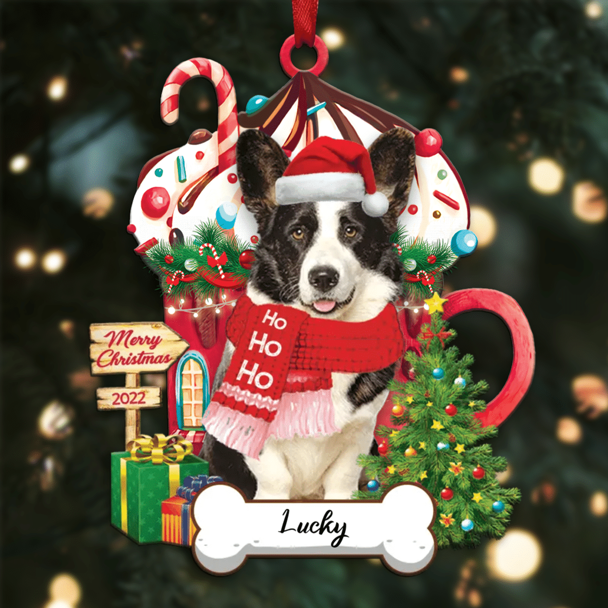 Personalized Ho Ho Ho Corgi Dog Christmas Ornament for Christmas Tree Decor