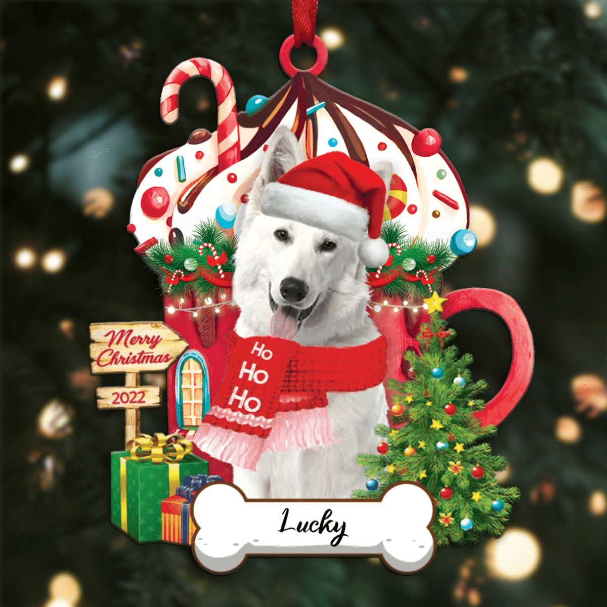 Personalized Ho Ho Ho German Shepherd Dog Christmas Ornament for Dog Lovers