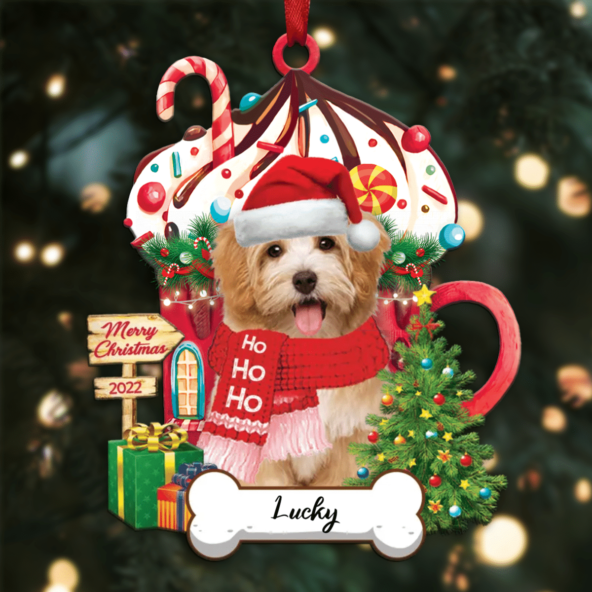 Personalized Ho Ho Ho Havanese Dog Christmas Ornament for Dog Lovers