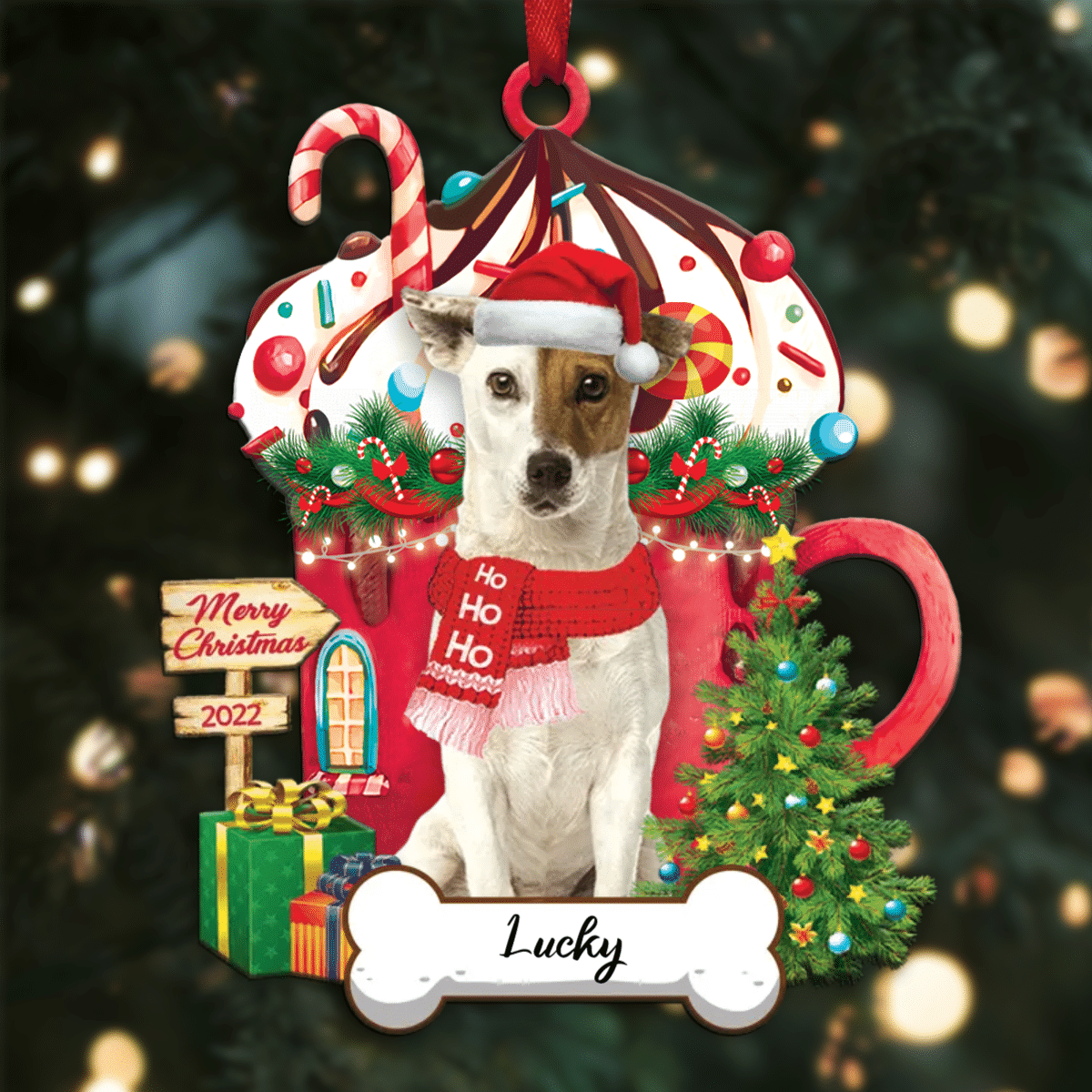 Personalized Ho Ho Ho Jack Russell Terrier Dog Christmas Ornament for Dog Lovers