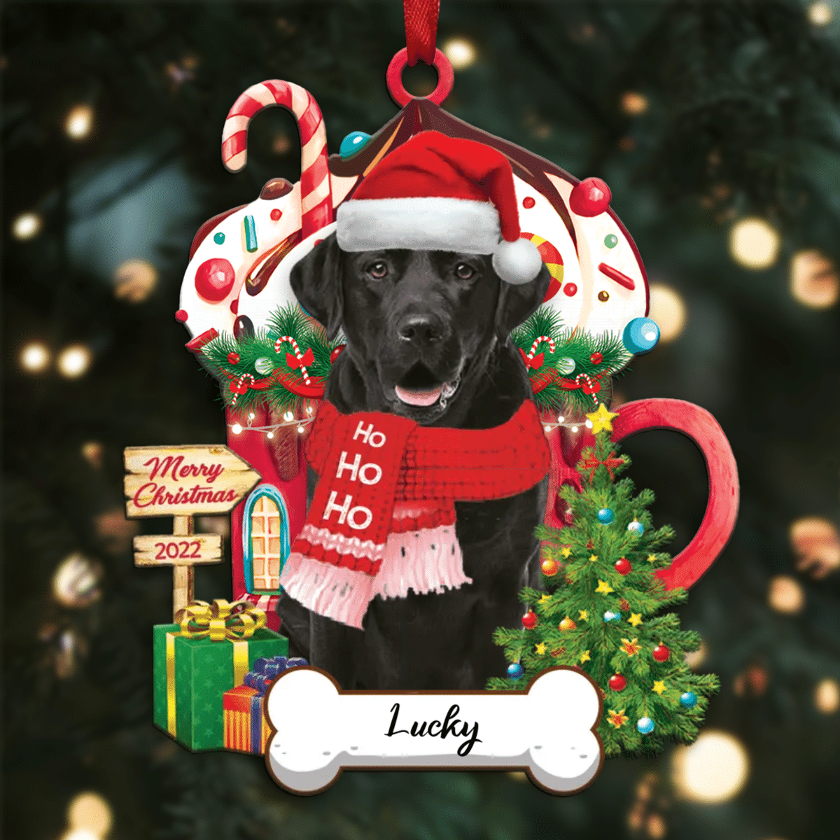 Personalized Ho Ho Ho Labrador Retriever Dog Christmas Ornament for Dog Lovers