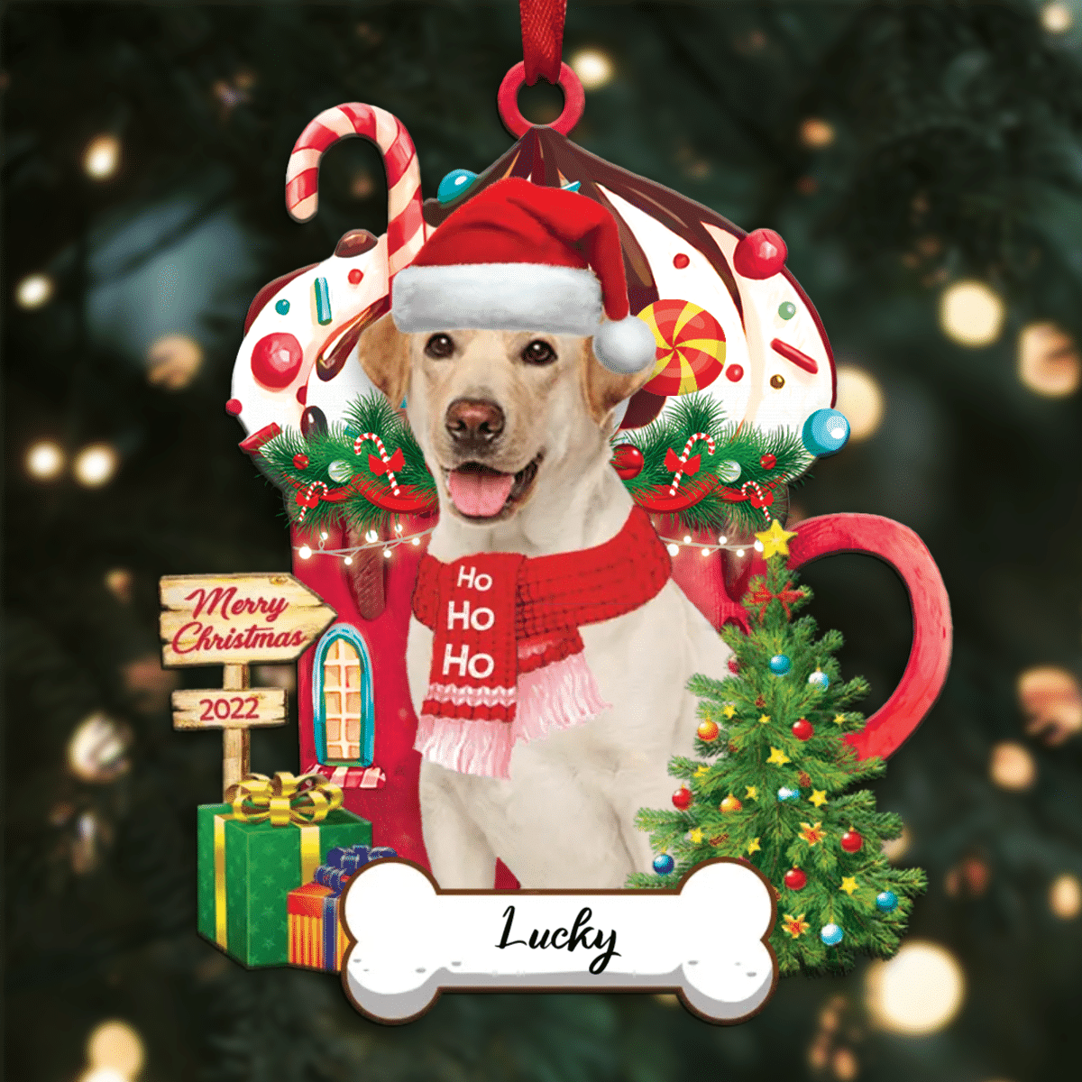Personalized Ho Ho Ho Labrador Retriever Dog Christmas Ornament for Dog Lovers