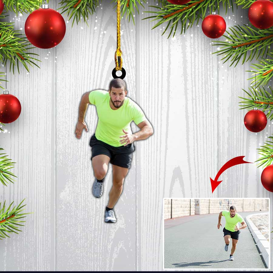 Custom Photo Runner Running Christmas Ornament for Athlete/ Running Lovers
