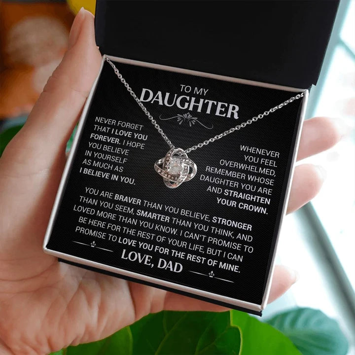 To My Daughter necklace - Straighten Your Crown - Love Knot Necklace gift for daughter