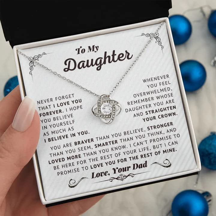 Daughter Gifts From Dad - To My Daughter Necklace/ Believe In Yourself Love Knot Necklace Gifts For Daughter