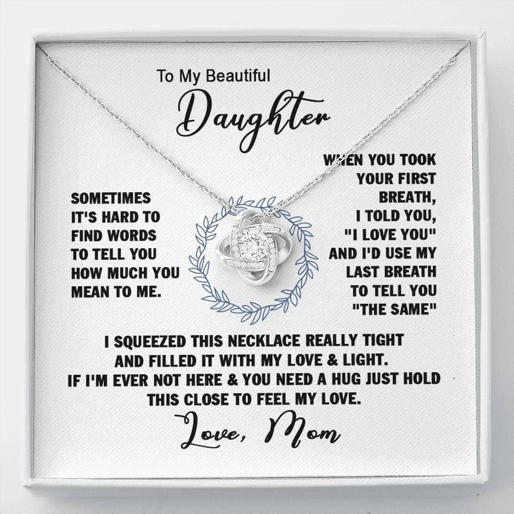 To My Beautiful Daughter Love Knot Necklace/ Gift For Daughter From Mom/ Necklace For Daughters