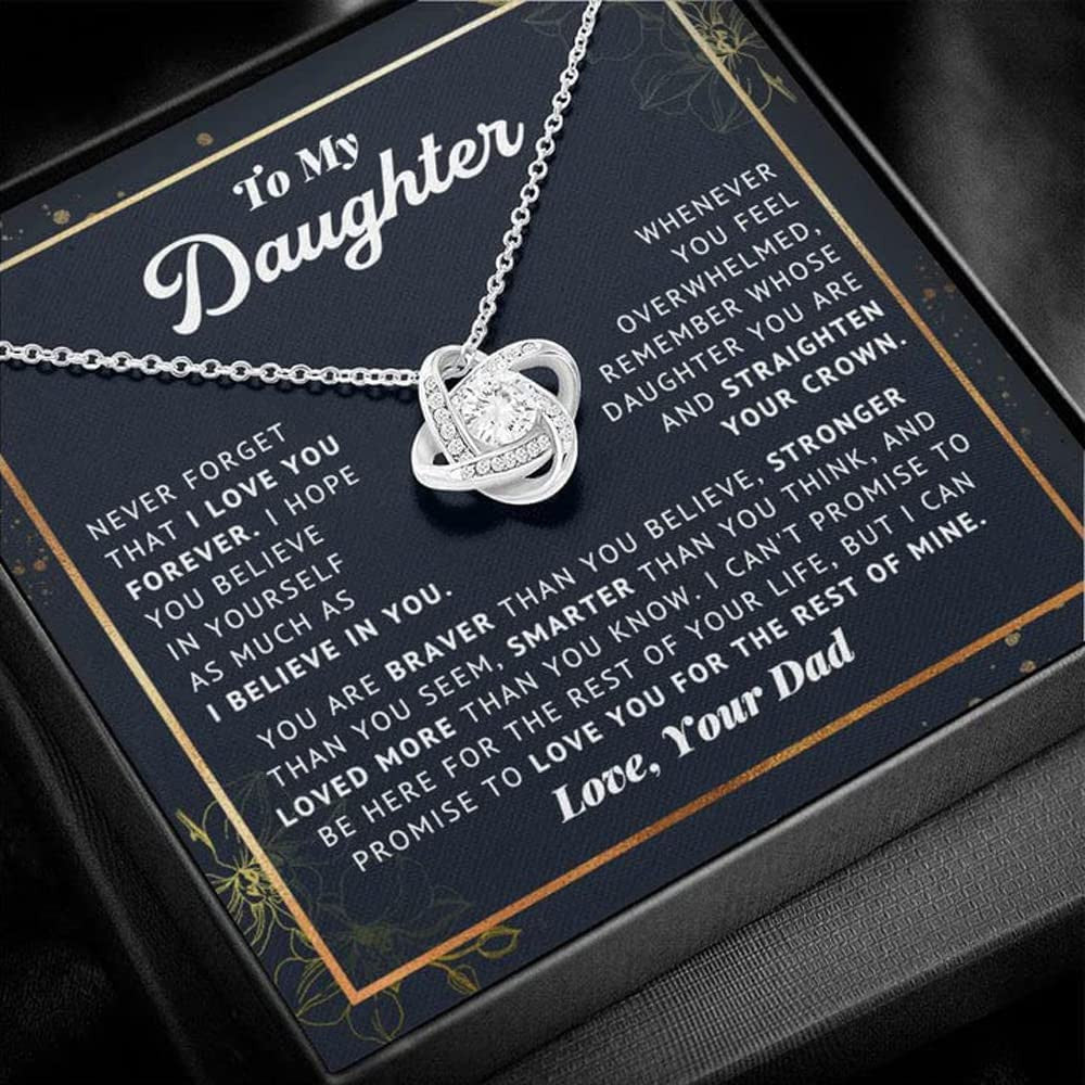 To My Beautiful Daughter Love Knot Necklace/ Gift For Daughter From Dad/ Necklace For Daughters