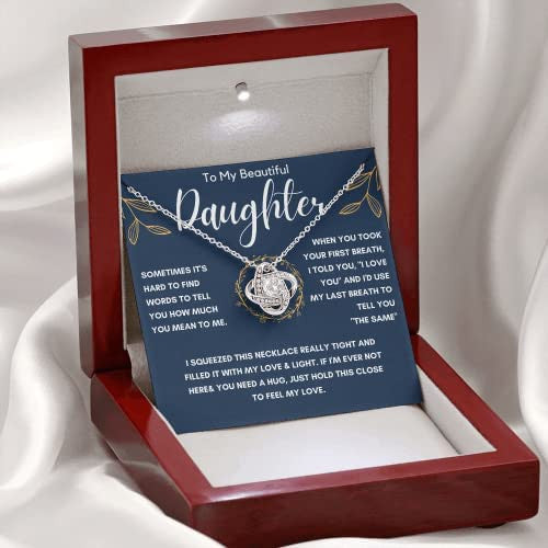 Daughter and Bonus Daughter Necklace/ To My Daughters Necklace/ Love Knot Jewelry Gift