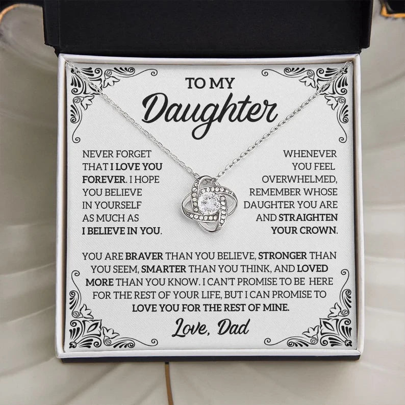 To My Daughter necklace/ Gift From Dad/ Daughter Gift/ Daughter Necklace/ Love Knot Necklace