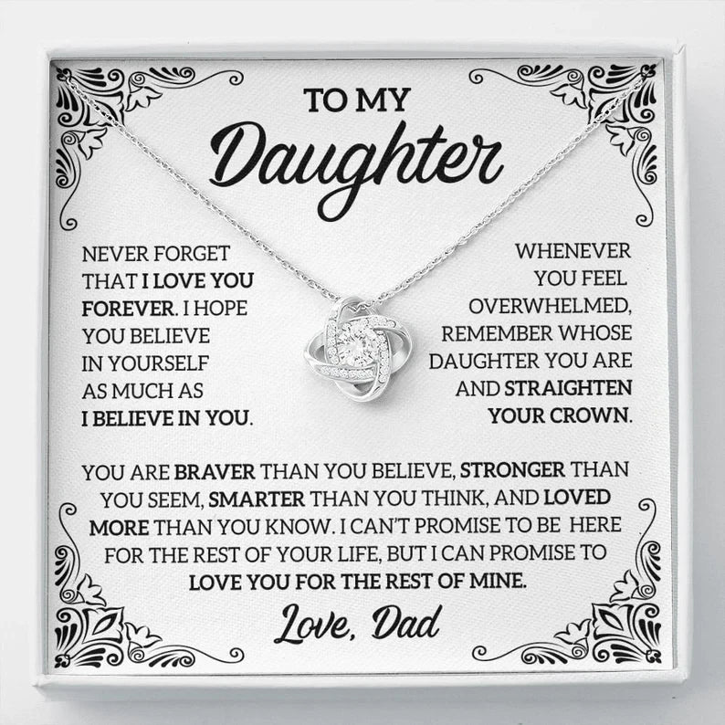 To My Daughter necklace/ Gift From Dad/ Daughter Gift/ Daughter Necklace/ Love Knot Necklace