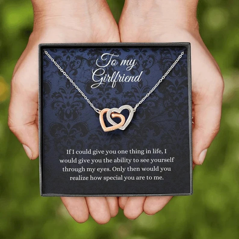 Interlocking Hearts/ Necklace To My Girlfriend/ Gift For Girlfriend Birthday/ Girlfriend Jewelry