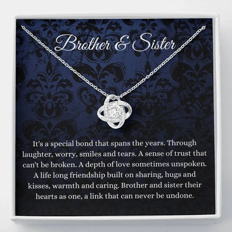 Love Knot/ Brother And Sister Necklace Gift For Sister From Brother To Big Sister
