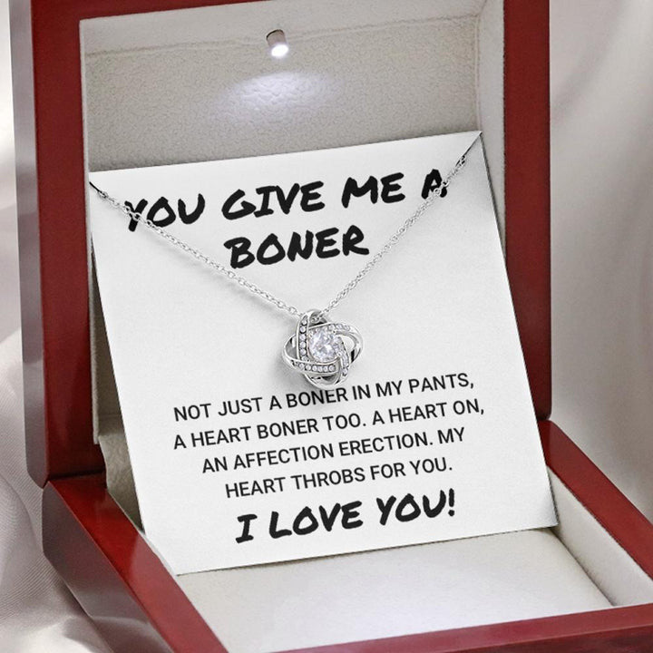 Wife Girlfriend Necklace Gift - You Give Me A Boner - Affection Erection Funny Valentine