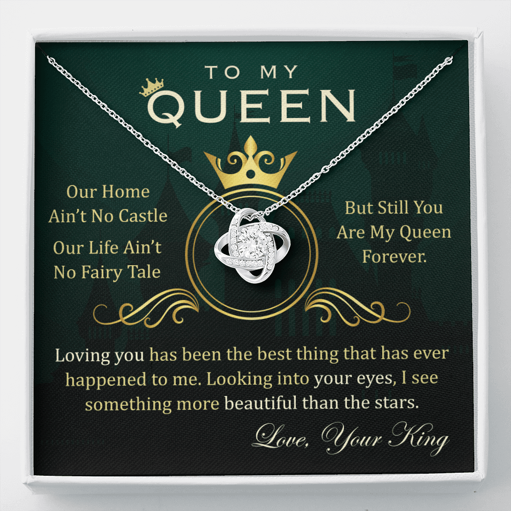 To My Queen Necklace - Anniversary Gift For Wife/ Birthday Gift For Wife/ You Are My Queen Forever Love Knot Necklace For Girlfriend