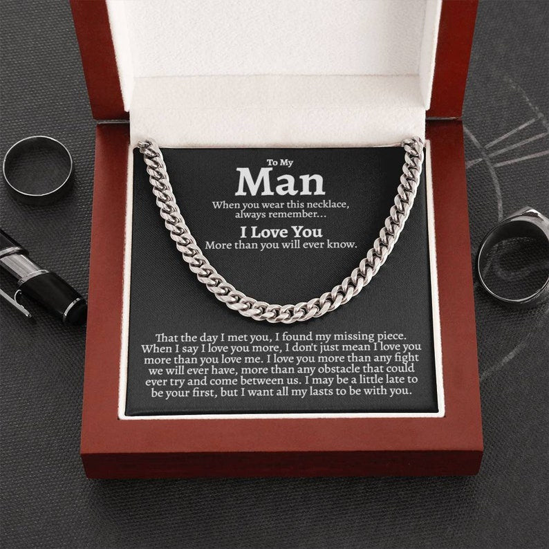 Boyfriend Cuban Chain Necklace/ Boyfriend Birthday/ Boyfriend Anniversary/ Romantic Gift for Boyfriend/ Simple Appreciation Boyfriend Gift
