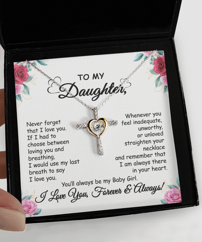 Gift To My Baby Girl Daughter - Cross Dancing Necklace With Message Card Gift/ Birthday Gift