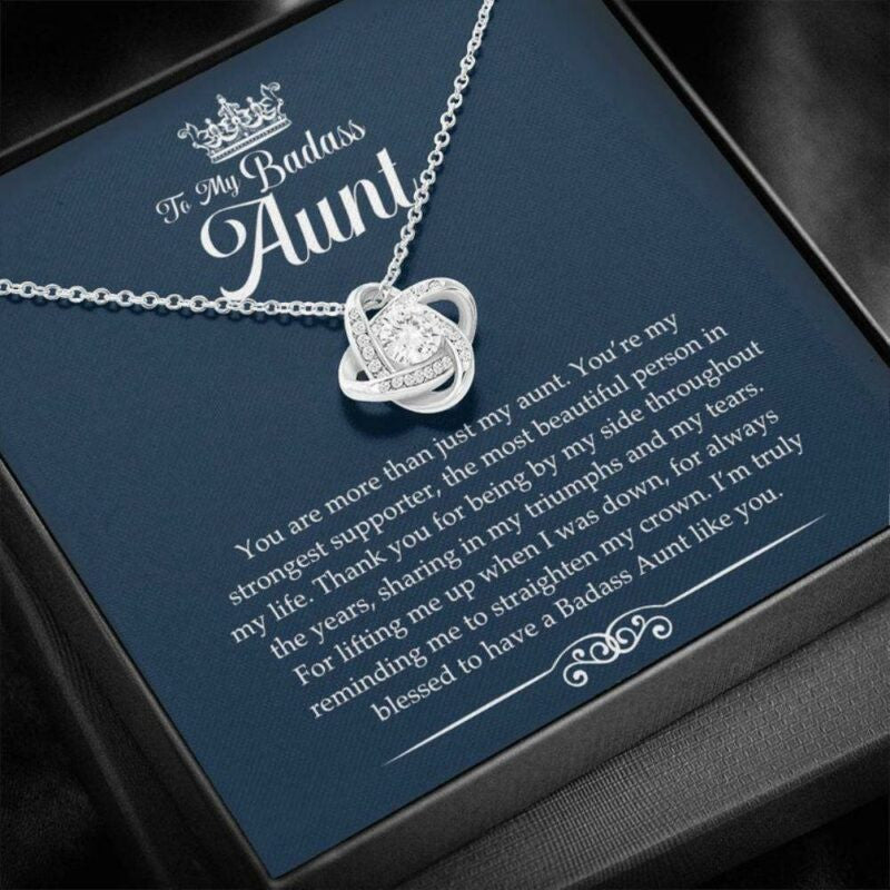 Gift For Badass Aunt/ Aunt Love Knot Necklace/ Aunt Birthday Gift