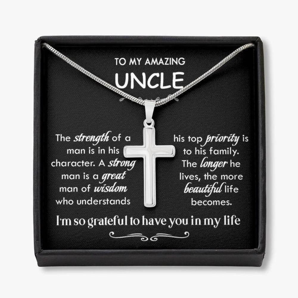 To My Amazing Uncle/ Cross Necklace With Message Card/ Best Uncle Necklace Gift/ Father’s Day Gift For Uncle