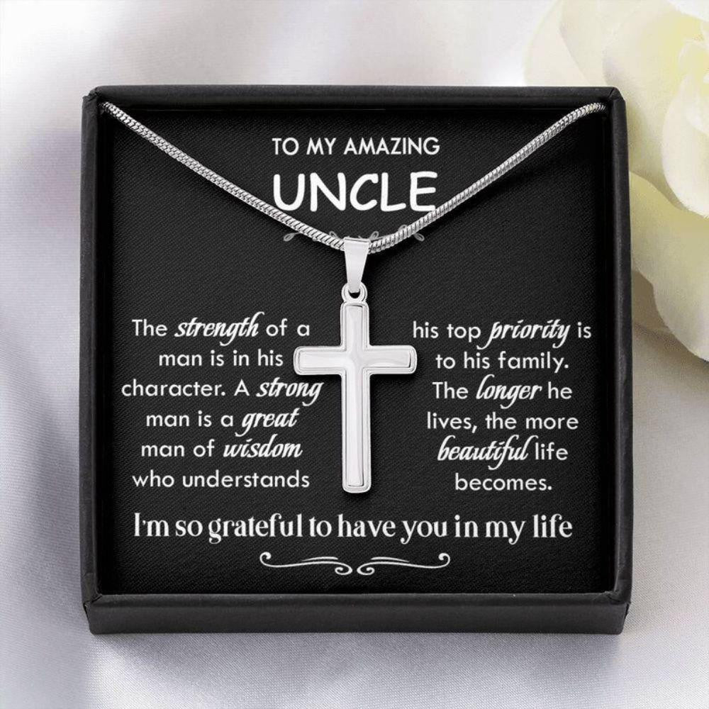 To My Amazing Uncle/ Cross Necklace With Message Card/ Best Uncle Necklace Gift/ Father’s Day Gift For Uncle