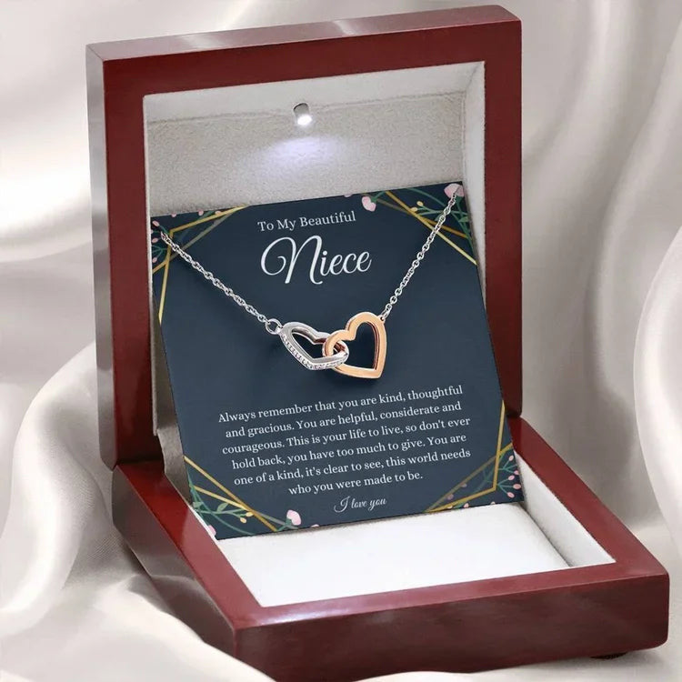 Beautiful Gift For Niece Interlocking Hearts Necklace-To My Beautiful Niece/ Birthday Gifts
