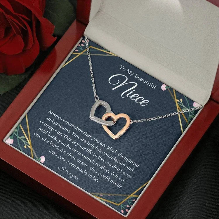 Beautiful Gift For Niece Interlocking Hearts Necklace-To My Beautiful Niece/ Birthday Gifts