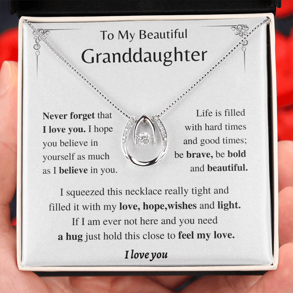 To My Beautiful Granddaughter Gifts Horseshoe Necklace/ Be bold and beautiful/ Granddaughter Gift