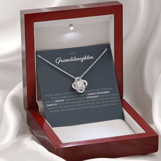 To My Granddaughter Braver Stronger Smarter Love Knot Necklace/ Gift For Her/ Birthday Gift