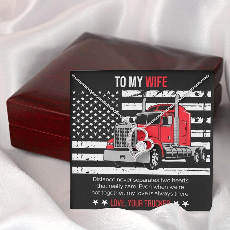 To My Trucker Wife Love from behind the Wheel Trucker Wife Pendant Necklace Valentine