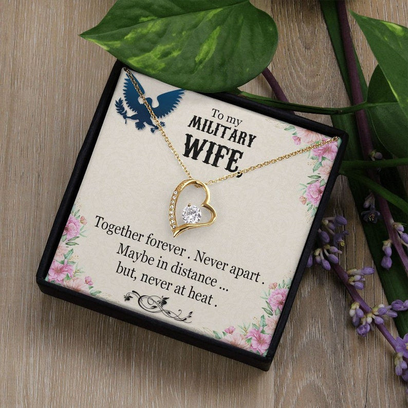 To My Military Wife Necklace/ Forever Love Necklace/ Gift For Independence Day Military Wife Gifts