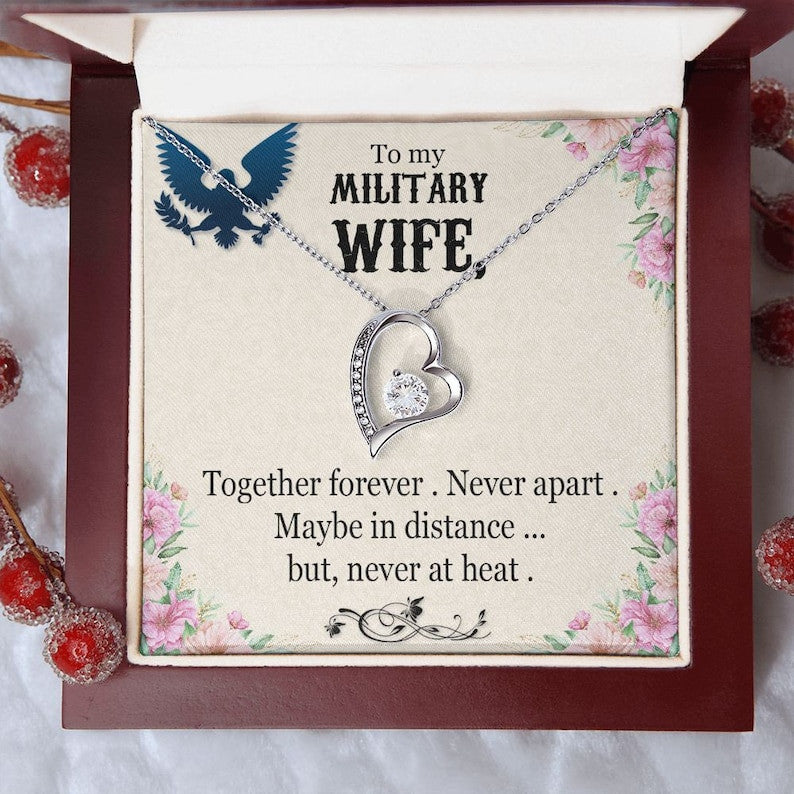 To My Military Wife Necklace/ Forever Love Necklace/ Gift For Independence Day Military Wife Gifts