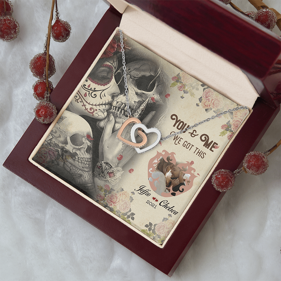 Personalized Skull Couple Necklace/ Custom Photo Valentine