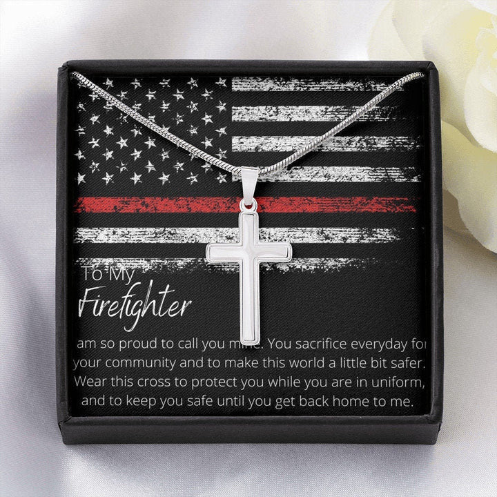 Firefighter Cross Necklace/ Gift For Firefighter/ Gift For Colleague/ For Dad/ For Husband