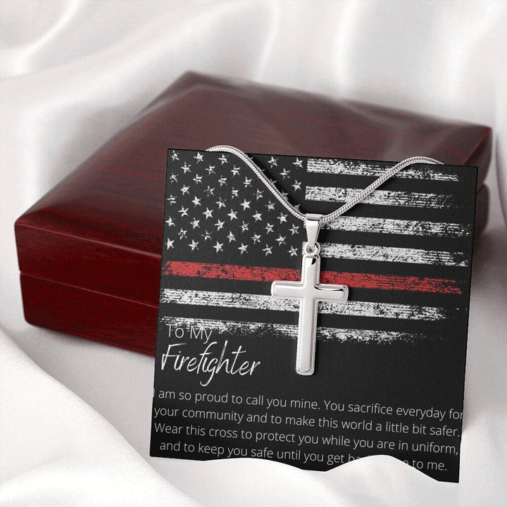 Firefighter Cross Necklace/ Gift For Firefighter/ Gift For Colleague/ For Dad/ For Husband