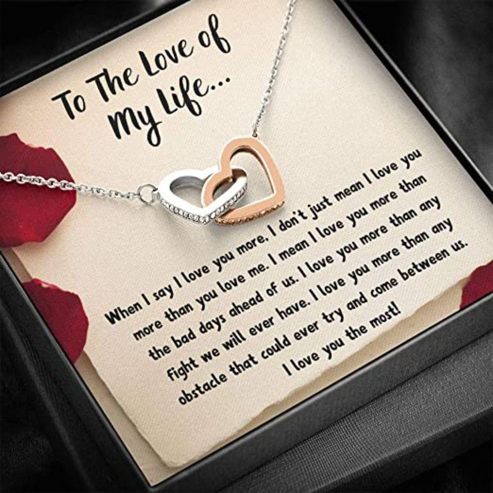 To The Love Of My Life I Love You The Most Interlocking Hearts Necklace Gifts For Girlfriends For Her Valentine''s Day Gifts