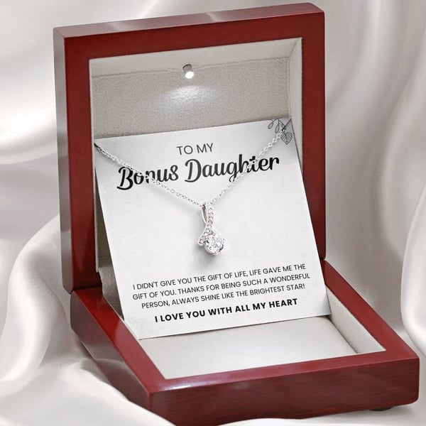 To My Bonus Daughter Necklace/ Shine Like The Brightest Star/ Birthday Gift/ Gift For Daugther