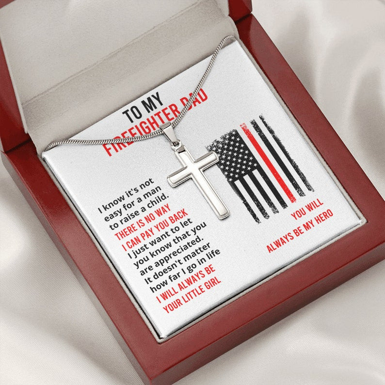 Gift For Firefighter/ Cross Necklace For Firefighter Dad/ Husband Birthday gift for firefighter dad