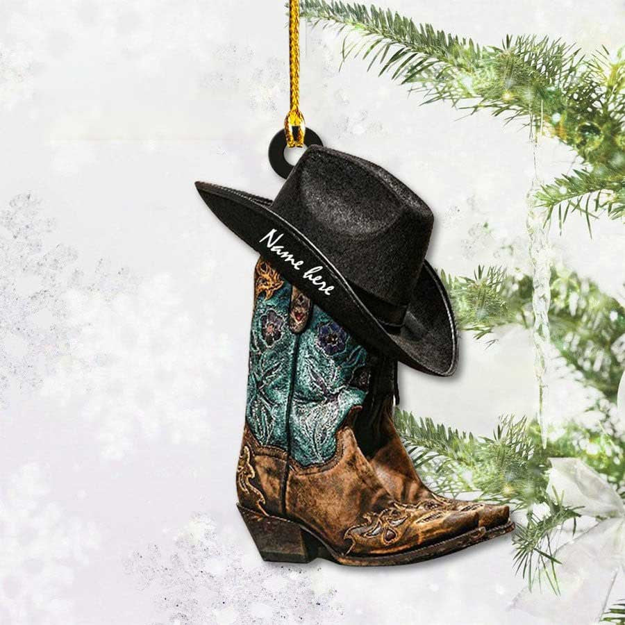 Personalized Cowgirl Boots And Hat Acrylic Ornament for Cowgirl
