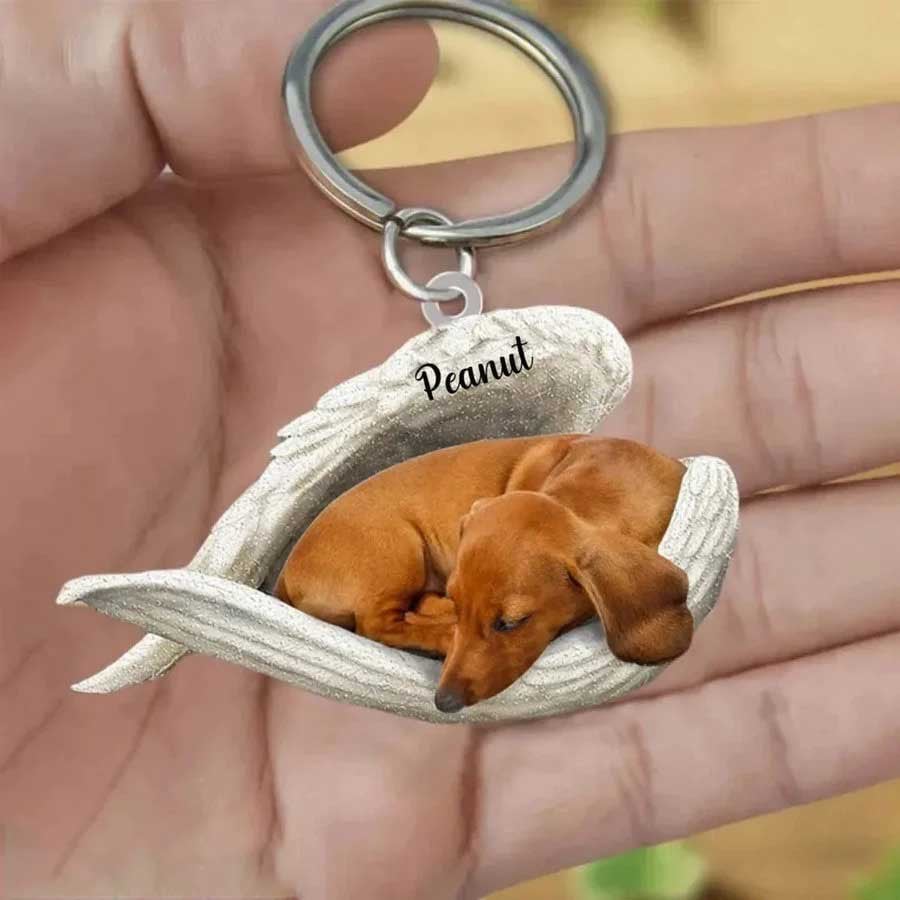 Personalized Labrador Retriever Sleeping Angle Keychain/ Custom Name Dog Acrylic Flat Keychain