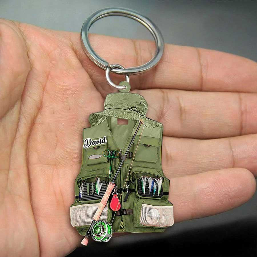 Fishing Vest02Personalized Acrylic Keychain-Great Gift Idea For Fishing Lovers