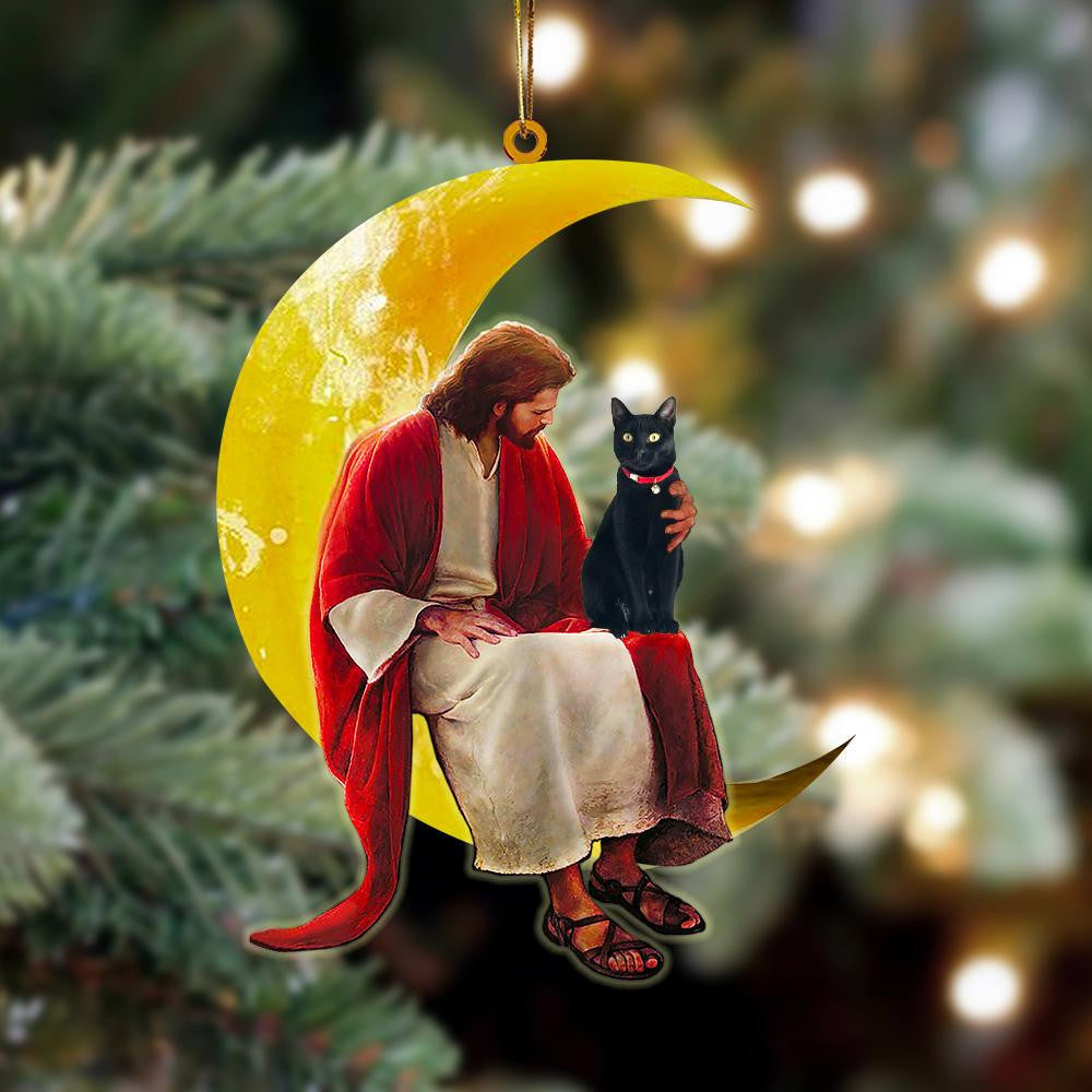 Bombay And Jesus Sitting On The Moon Hanging Acrylic Ornament for Cat Lover