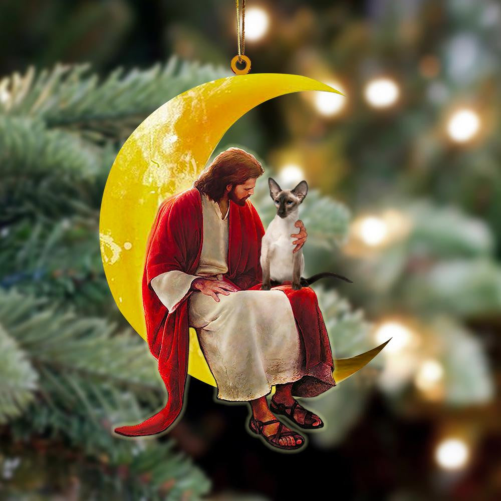 Balinese And Jesus Sitting On The Moon Hanging Acrylic Ornaments for Cat Lovers