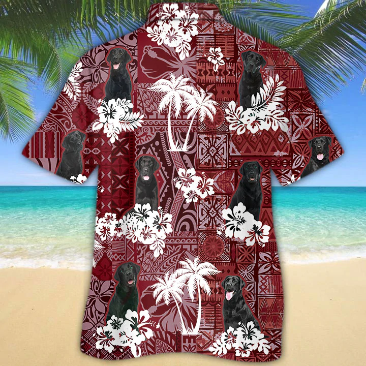Labrador Red Hawaiian Shirt/ Gift for Dog Lover Shirts/ Labrador Beach Shirt/ Men''s Hawaiian shirt